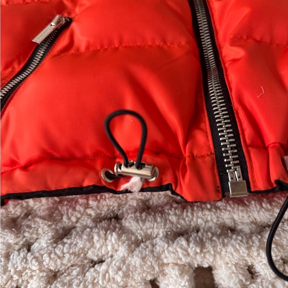 Maniere De Voir Reversible Bomber Jacket With Removable Hoodie Black Orange - Picture 5 of 13